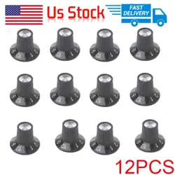 12X GUITAR AMP KNOB AMPLIFIER SKIRTED KNOBS BLACK SILVER CAP FOR FENDER USA