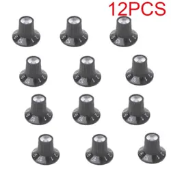 12X GUITAR AMP KNOB AMPLIFIER SKIRTED KNOBS BLACK SILVER CAP FOR FENDER NEW