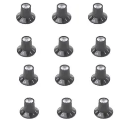 12PCS GUITAR AMP KNOB AMPLIFIER SKIRTED KNOBS BLACK SILVER CAP FOR FENDER