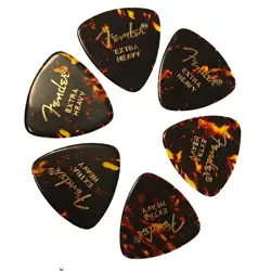 098-0346-6 (6) GENUINE FENDER EXTRA HEAVY 346 OVERSIZED TORTOISE PICKS