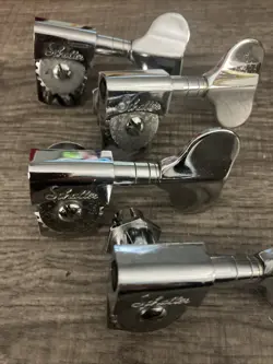 SCHALLER 4 IN LINE CHROME BASS GUITAR MACHINE HEADS TUNERS  4 FENDER P OR J