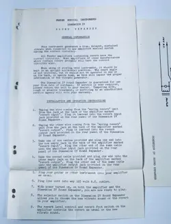 ORIGINAL FENDER DIMENSION IV SOUND EXPANDER INSTALLATION & INSTRUCTIONS DIAGRAM