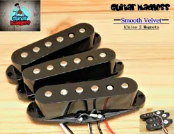 G.M. SMOOTH VELVET  ALNICO II SINGLE COIL SET (BLACK) FOR FENDER STRATOCASTER