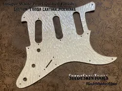 CUSTOM TOOLED LEATHER ANTIQUE WHITE PEARL QUILTED PICKGUARD FENDER STRATOCASTER