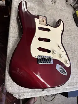 2000 FENDER MIM STRATOCASTER BODY CANDY APPLE RED W/ BRIDGE & PICKGUARD