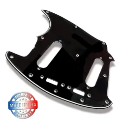 VINTAGE ACCURATE PICKGUARD FOR '64-'76 USA FENDER MUSTANG 3 PLY BLACK WIDE BEVEL