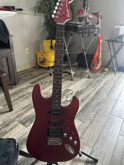 STRATOCASTER ELECTRIC GUITAR WITH UPGRADED PICK UPS / WITH CASE AND STAND