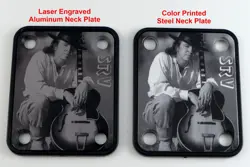 BLACK NECK PLATE - CUSTOM PHOTO ENGRAVING OR PRINTING - 4 HOLE FENDER STYLE