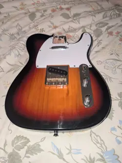 LOADED  WHITE ON SUNBURST TELE STYLE BODY - UNPLAYED - FENDER BRIDGE - WINNING!