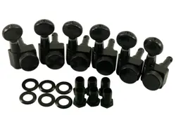 KLUSON LOCKING TUNERS FENDER 2 PIN 6 INLINE BLACK KCDFL-6B-B NEW