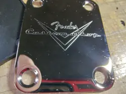 FENDER CUSTOM SHOP GUITAR NECK PLATE, CHROME, WITH GASKET AND SCREWS, NEW