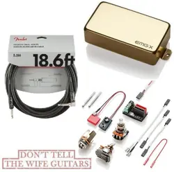 EMG 60AX GOLD ACTIVE ALNICO HUMBUCKER PICKUP SHORT SHAFT POTS ( FENDER 18FT )