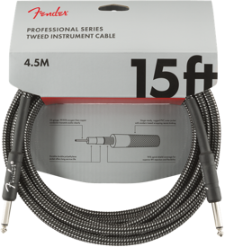GENUINE FENDER PROFESSIONAL SERIES GUITAR/INSTRUMENT CABLE, GRAY TWEED - 15'FT