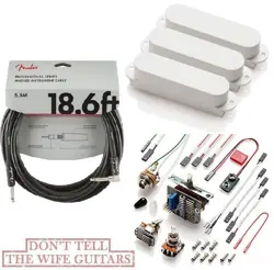 EMG SAX SET WHITE 3 ACTIVE SINGLE COIL PSTRAT PICKUPS & WIRING ( FENDER 18FT )