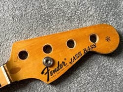 1973 FENDER JAZZ BASS NECK MAPLE BLACK BOUND BLOCK