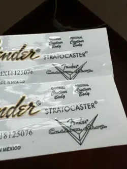 2PCS FENDER STRATOCASTER GUITAR VINYL UV TRANSFER NECK HEADSTOCK DECALS STICKERS