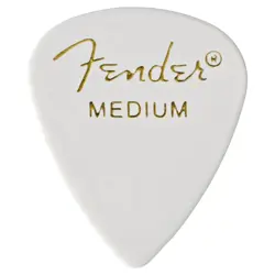 FENDER CLASSIC CELLULOID 351 SHAPE GUITAR PICKS, MEDIUM, WHITE , 12-PACK