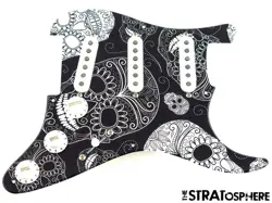 MINT FENDER TEX MEX STRATOCASTER LOADED PICKGUARD STRAT SKULLS PRINT 8 HOLE