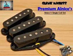 G.M. PREMIUM ALNICO'S BLACK STRAT STRATOCASTER SINGLE COIL SET FOR FENDER