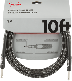 GENUINE FENDER PROFESSIONAL SERIES GUITAR/INSTRUMENT CABLE, GRAY TWEED - 10' FT