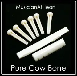 MUSICIANATHEART REAL BONE NUT SADDLE PIN SET FOR FENDER ACOUSTIC GUITAR USA SHIP