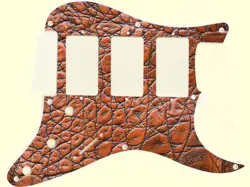 PICKGUARD CUSTOM TO FIT FENDER STRATOCASTER GRAPHIC HHH 11 HOLE LEATHER 1
