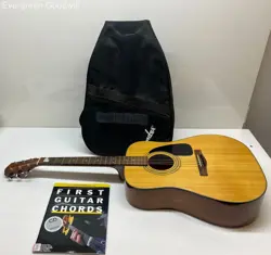 FOR PARTS/REPAIR UNTESTED FENDER DG-8S NAT ACOUSTIC GUITAR WITH GIG BAG AND BOOK