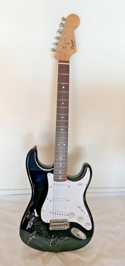 JONAS BROTHERS SIGNED FENDER SQUIRE ELECTRIC GUITAR - AUTHENTICATED