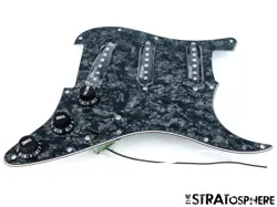 *NEW WILKINSON WOVS LOADED PICKGUARD FOR FENDER STRAT BLACK PEARLOID 11 HOLE