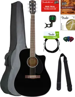 FENDER CD-60SCE DREADNOUGHT ACOUSTIC-ELECTRIC GUITAR - BLACK W/ GIG BAG