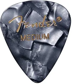 FENDER 351 PREMIUM CELLULOID GUITAR PICKS - MEDIUM, BLACK MOTO 12-PACK (1 DOZEN)