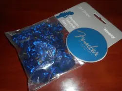 NEW - FENDER 351 PREMIUM CELLULOID PICKS (144), HEAVY - BLUE MOTO, 198-2351-502