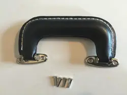 GUITAR/INSTRUMENT CASE HANDLE-STITCHED LEATHER BLACK- FOR FENDER STRAT/TELE+USA