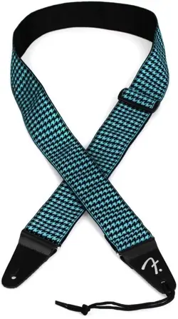 NEW FENDER JACQUARD HOUNDSTOOTH GUITAR STRAP - TEAL, #099-0709-057
