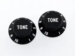 NEW - TONE KNOBS (2) FOR FENDER STRAT, FITS USA SPLIT SHAFT POTS - BLACK