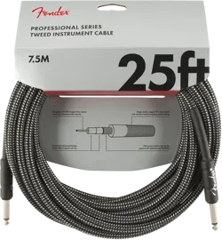 FENDER 25' PROFESSIONAL SERIES GRAY TWEED INSTRUMENT CABLE #0990820071 - 25FT.