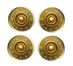4 PACK ACRYLIC GUITAR KNOBS VOLUME TONE SPEED CONTROL GOLD WITH WHITE NUMBERS