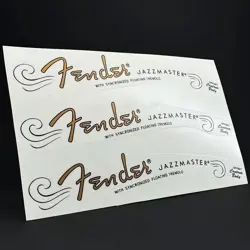 3 PIECES WATERSLIDE FENDER JAZZMASTER GUITAR PEG HEAD LOGO DECAL