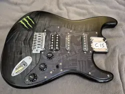 MONSTER ENERGY SQUIER FENDER STRATOCASTER STRAT GUITAR BODY BLACK FLAMED MAPLE