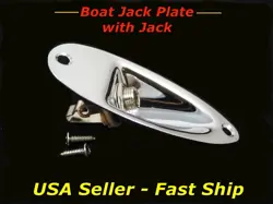 BOAT JACK PLATE W/PREMIUM MONO INPUT/OUTPUT JACK FOR FENDER STRATOCASTER CHROME