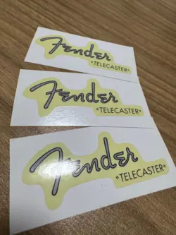 3PCS FENDER TELECASTER TELE GUITAR RETRO PVC UV HEADSTOCK RAISED STICKERS DECALS