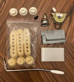 GUITAR PARTS - FENDER - TREMOLO BLOCKS - SWITCH - JACK - VARIOUS