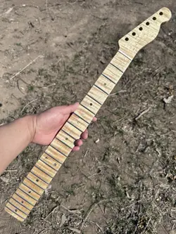 S S 21FRETS ROUND HEAD NATURAL COLOR FLAME MAPLE ELECTRIC GUITAR NECK FENDER