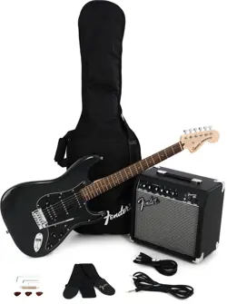 FENDER 6 STRING ACOUSTIC GUITAR PACK, RIGHT, CHARCOAL FROST METALLIC,