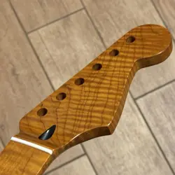 ROASTED FLAME MAPLE STAINLESS STRAT GUITAR NECK NITRO SATIN FITS FENDER SM22BD