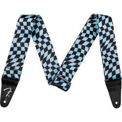 FENDER WAVY CHECKERBOARD POLYESTER GUITAR STRAP BLUE