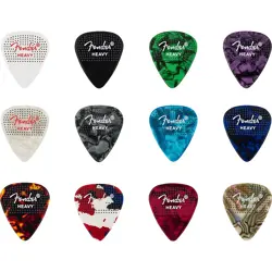 FENDER 351 DOTTED CELLULOID GUITAR PICKS HEAVY 12 PACK