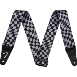 FENDER WAVY CHECKERBOARD POLYESTER GUITAR STRAP GREY