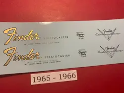 FENDER '65 TO '65 STRATOCASTER WATERSLIDE HEADSTOCK DECAL METALLIC INKS
