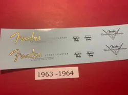 FENDER '63 TO '64 STRATOCASTER WATERSLIDE HEADSTOCK DECAL METALLIC INKS